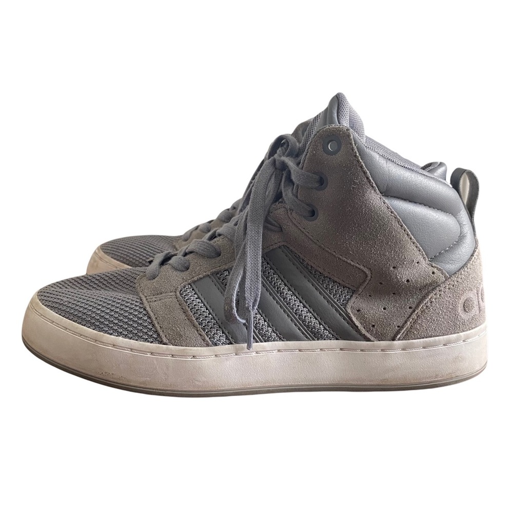 Adidas Men’s 8.5 Grey White Suede Stripe High Top Sneakers